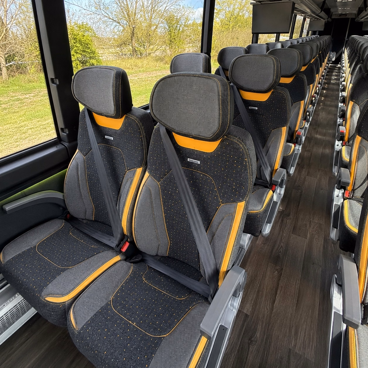 56 passenger charter bus inside